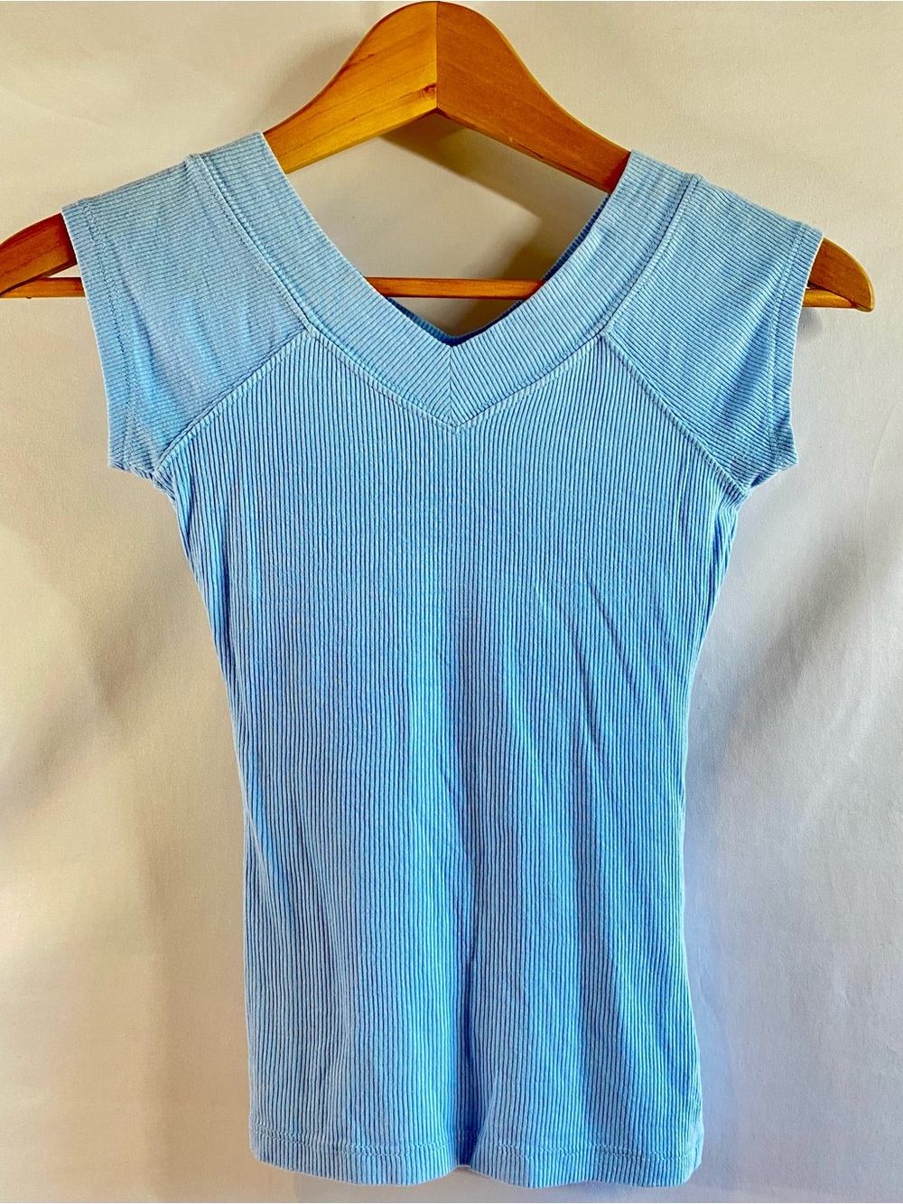 BDG Urban Outfitters Blue Ribbed V-Neck Baby Tee, size XS